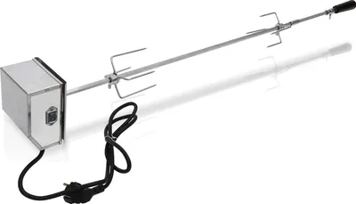 Produktbild von EINFEBEN Edelstahl Grillspiess Grillspieße Set 117cm inkl. 2X Fleischnadeln und Edelstahl Motor 220V - 240V elektrischer Drehspiess, Rotisserie, universal Grillspiess, Drehspiess