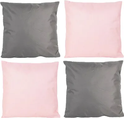 Produktbild von JACK 4x Outdoor Lounge Kissen 45x45cm viele Farben Dekokissen inkl. Füllung Wasserfest Sitzkissen Garten Stuhl, Farbe:2x Anthrazit - 2x Rosa