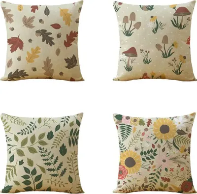 Produktbild von Kissenbezug 4er Set Kissenbezüge, Kissenhülle Aus Baumwolle und Leinen, Quadratischer Zierkissenbezug Mit Verstecktem Reißverschluss, Kissenbezug Für Sofa Schlafzimmer