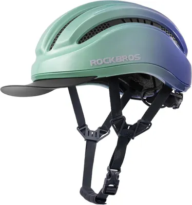 Image de ROCKBROS Casque de ville pour femmes et hommes, avec visière amovible, ventilation, rembourrage lavable, taille 54-60 cm, couleur verte