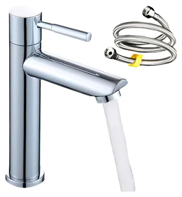 Produktbild von Kaltwasserhahn für Gäste-WC: Edelstahl Wasserhahn mit 80 cm Anschlussschlauch