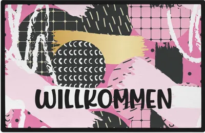 Produktbild von Trendation - Willkommen Pinke Frauen Grafik Fußmatte Geschenk Schöne Fussmatte Außen und Innenbereich 60x40 cm