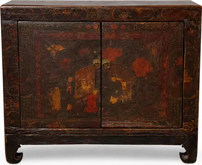 Produktbild von Fine Asianliving Antiker Chinesischer Schrank Handbemalt B90xT38xH78cm Chinesischer Schrank Chinesischer Hochzeitsschrank Orientalische Möbel Asiatische