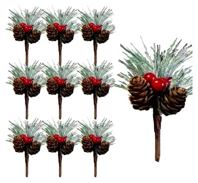 Produktbild von 10 Stück Miniatur-Künstliche Tannennadeln für Weihnachtsdekoration