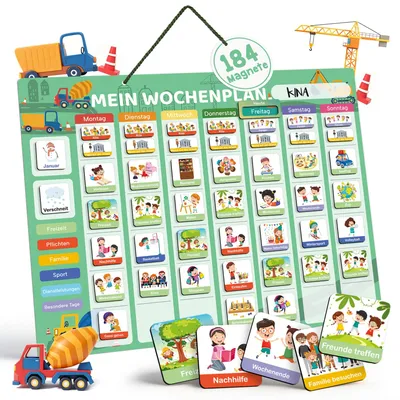 Montessori Wochenplaner, 184 Magnete, beschreibbar, abwischbar