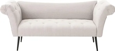 Produktbild von BELIANI Chaiselongue Hellbeige Stoff Gesteppt mit Armlehnen Beidseitig Schwarze Metallfüße Retro Design Chesterfield Stil Wohnzimmer Récamiere