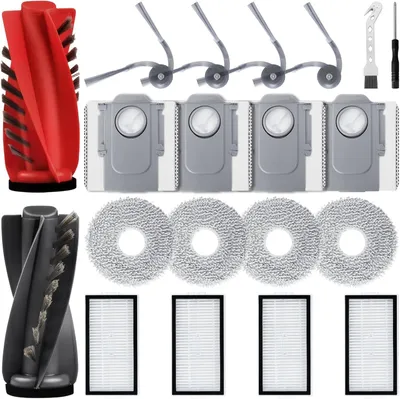 Produktbild von ZubehörSet für Roborock Saros 10R Saugroboter Ersatzteile, 1 Hauptbürsten-Set, 4 HEPA-Filter, 4 Wischtücher, 4 Staubbeutel, 4 Seitenbürsten, 1 Reinigungsbürste, 1 Schraubendreher