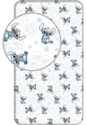 Imagen del producto de Sábana bajera de algodón Lilo & Stitch – Sábana ajustable de 90x200 cm para niños