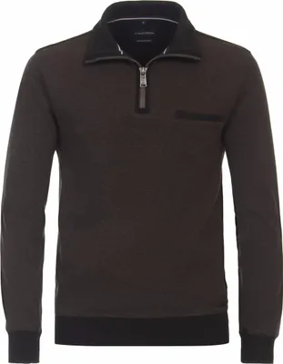Produktbild von CASAMODA Herren Sweat-Troyer Zipper Regular Baumwolle Braun M