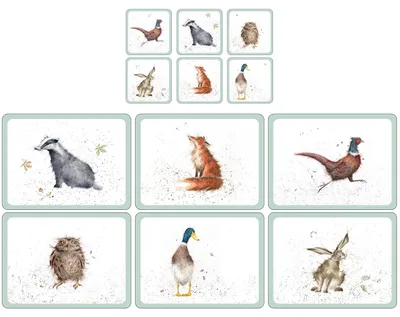 6er-Set Platzsets & Untersetzer, Wrendale-Design, 30,5x23 cm