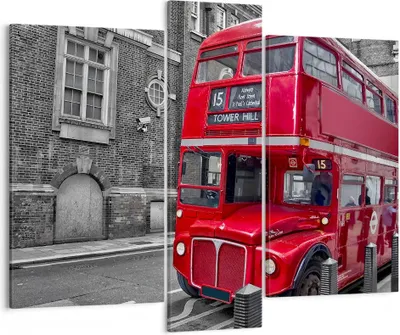 Produktbild von Bild auf Leinwand - Leinwandbild - Bus Denkmal London Geschichte - 95x80cm - Wand Bild - Wanddeko - Leinwanddruck - Bilder - Kunstdruck - Wanddekoration - Leinwand bilder - Wandkunst - CB95x80-2673