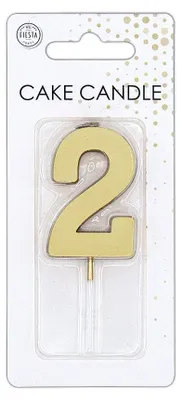 Immagine prodotto di Candela numerica per torte, 4,5 cm, dorata, 2