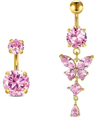 Produktbild von Bauchnabelpiercing Schmetterling Chirurgenstahl 6mm 8mm 10mm 12mm 14mm Gold Silber