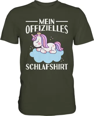 Produktbild von Offizielles Schlafshirt Nachthemd Schlafanzug Pyjama Einhorn T-Shirt – Urban Khaki / L