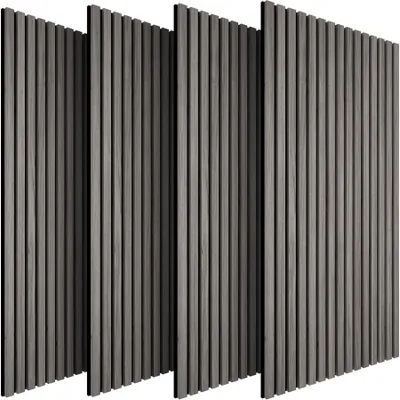 Obrázek produktu pro tectake Akustické panely Sonic Wall II, sada 4 ks, MDF, dýha z pravého dřeva, zvukový absorbér, zvuková izolace, 110 x 50 cm, lze zkrátit, plsť, dřevěné lamely