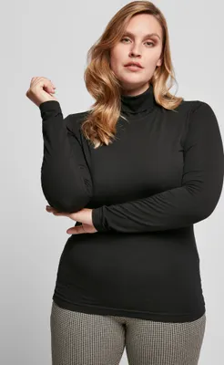 Produktbild von Urban Classics TB3757 | Ladies Basic Turtleneck L/S Langarmshirt Damen - Farbe: Black - Größe: 4XL