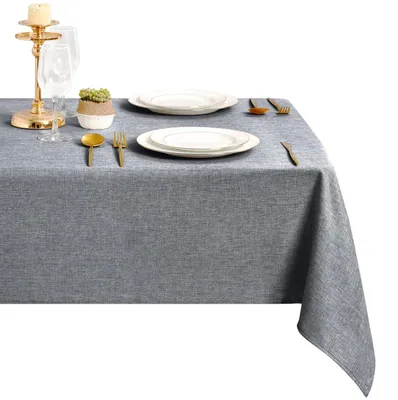 Produktbild von Tischdecke 135x180cm Leinenoptik Grau Abwaschbar Wasserabweisend Polyester Rechteckig