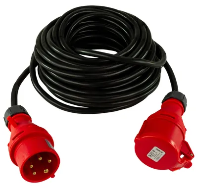 Produktbild von REV CEE Verlängerung – Verlängerungskabel 20m außen (IP44), Starkstromkabel, 11000W, 400V, schwarz