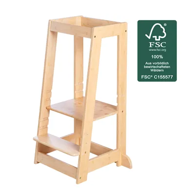 Immagine prodotto di Montessori Learning Tower - ROBA -Certified Bamboo - Adjustable to 3 Height Levels - Up to 80 Kg - Natural