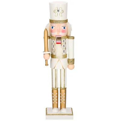 Produktbild von Nussknacker Figur aus Holz Soldat mit Schwert Höhe 38 cm creme Weihnachten Weihnachtsdekoration