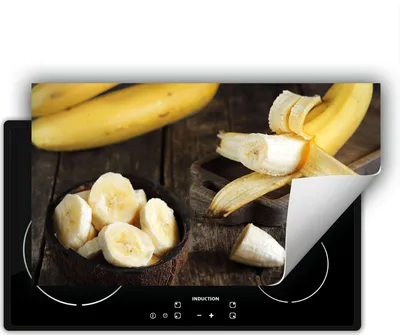 Produktbild von DarHaus Herdabdeckplatte 90x52 cm Anti Rutsch Matte Aufrollbar, Bananen - Holz