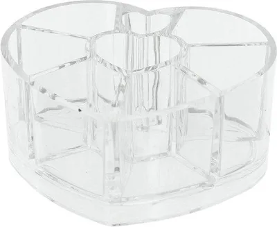 Image de Rangement pour produits de beauté en forme de cœur, transparent, 92 x 92 x 65 cm, pour produits de beauté - Boîte de rangement pour maquillage.