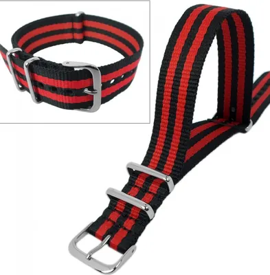 Produktbild von Outdoorband 20mm | ein Perlon-Durchzugsband mit Edelstahlschlaufen, Farbe:schwarz / rot