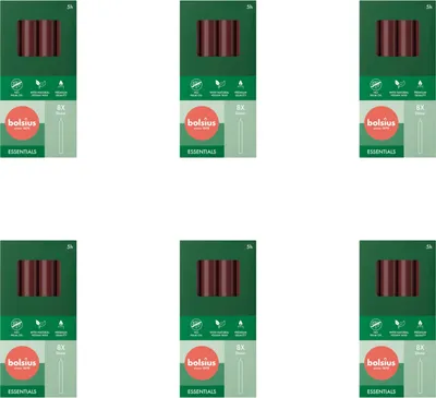 Produktbild von Bolsius - Tafelkerzen - 170/20 - 8 Stück pro Packung - Samtrot - Vorteilspack - 48 Stücke - 6 Verpackung
