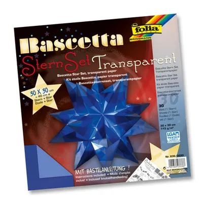Produktbild von folia Bastelset Bascetta Stern Ø40cm 115g/m² blau 30x30cm 32 Blatt