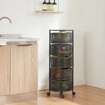 Zdjęcie produktu dla Wózek 'Steigen' Wózek do serwowania z 5 poziomami 89,5xØ33cm Czarny