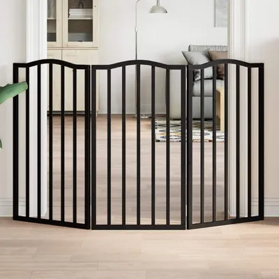 Produktbild von "2026 Promotion" 3-tlg. Hundetor Faltbar Schwarz 150 cm Pappelholz - Sonstiges Hundezubehör CC21310