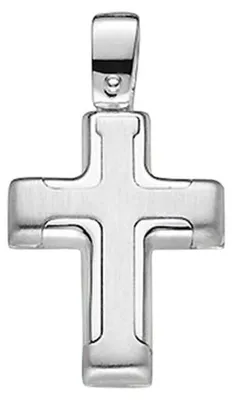 Produktbild von Anhänger Kreuz aus 585 Gold Weißgold Goldanhänger Goldkreuz poliert Uni