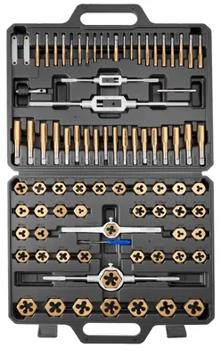 Produktbild von VEVOR Gewindebohrer- und Schneideisensatz 86-teilig, Metrische und SAE-Größen M3 bis M12, Nr. 4 bis 5/8 Zoll, mit Grob- und Feingewindebohrern und -schneideisen, Schraubenschlüssel, Tragekoffer
