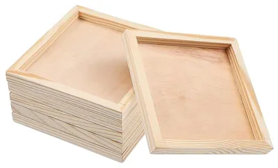 Produktbild von Set mit 6 Holz-Serviertabletts, 12 x 12 cm