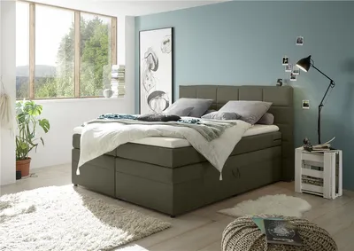 Produktbild von Boxspringbett 180x200 cm mit Bettkasten TEREZIN-09 Hotelbett in Uran stone