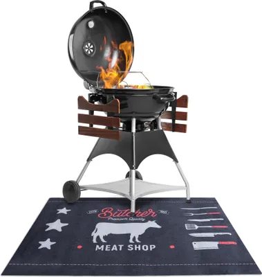 Produktbild von Primaflor BBQ Bodenschutzmatte BEEF 90x120cm - Strapazierfähige Grill-Fußmatte, Rutschhemmende Grillmatte, Outdoormatte & Grillteppich
