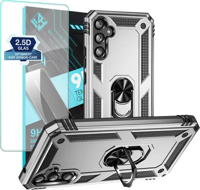 Produktbild von Armor Outdoor Handyhülle für Samsung Galaxy A34 5G Handy Panzer Case Schutzhülle mit 9H Displayglas Displayschutz Farbe: Silber
