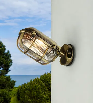 Produktbild von Außenwandlampe Glas Messing massiv Außenleuchte Wand Haus