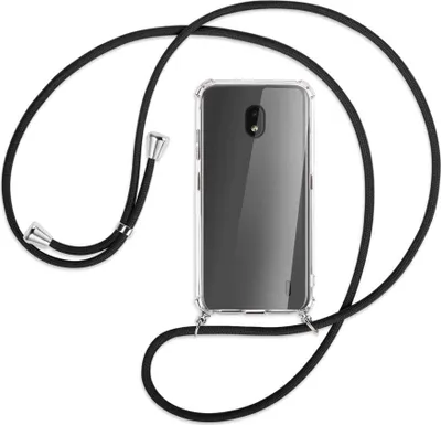Produktbild von Handykette Backcover-Schutzhülle mit Band (Metall silberfarben) für Nokia 2.2 - schwarz