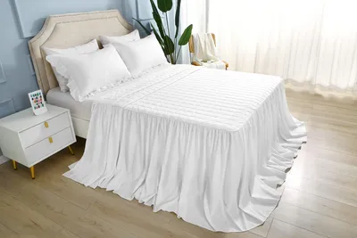 Gesteppte Tagesdecke, weiß, gerüscht, 150x200 cm + 75 cm, 1 Stück