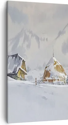 Produktbild von Bild auf Leinwand - Leinwandbild - Einteilig - Haus Berge Schnee - 45x80cm - Wand Bild - Wanddeko - Wandbilder - Leinwanddruck - Bilder - Wanddekoration - Leinwand bilder - Wandbild - PA45x80-4806