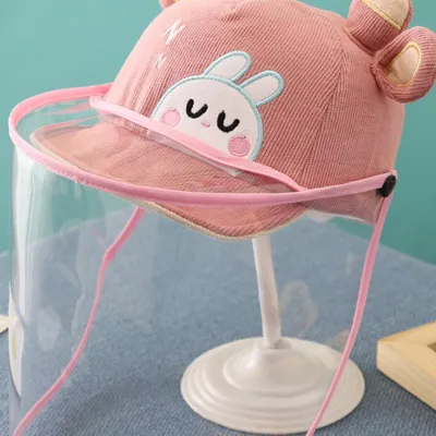 Produktbild von Verstellbarer Baby-Sonnenhut, niedlicher Cartoon-Säugling, Outdoor, abnehmbarer Gesichtsschutz für Tröpfchenstaub, Rosa