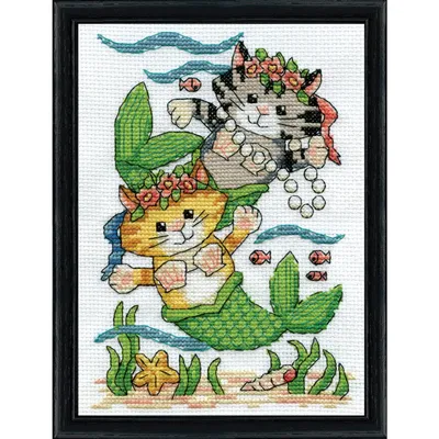 Produktbild von Design Works Kreuzstich Stickpackung "Meerkatzen", Zählmuster, 13x18cm