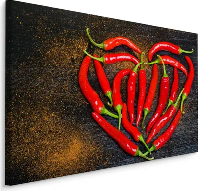 Produktbild von Fabelhafte Canvas LEINWAND BILDER 100x70 cm XXL Kunstdruck Gemüse Paprikas Chili Herz