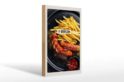 Produktbild von Holzschild Reise 20x30cm Berlin Deutschland Currywurst Essen