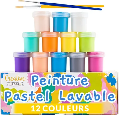 Image de Creative Deco Peinture Enfant Lavable - 12 x 20 ML - Couleurs Pastel