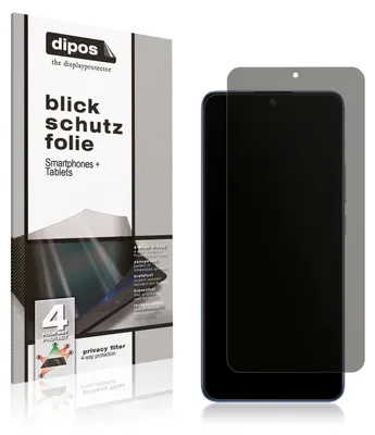 A product packaging box and a smartphone with a screen protector.