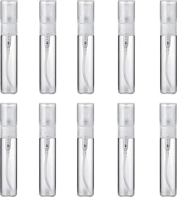 Produktbild von 10 Stück Nachfüllbar Parfümzerstäuber Leere Sprühflaschen, 5ml Plastikflaschen mit Parfüm Abfüller & 4-teiligem Abfüllset, ideal für Reise & Unterwegs