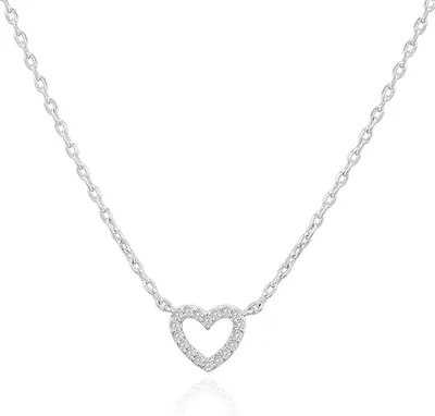 Produktbild von 14 Karat vergoldete Herzkette mit Zirkonia | Niedliche, zierliche Halsketten mit Liebesanhänger für Frauen