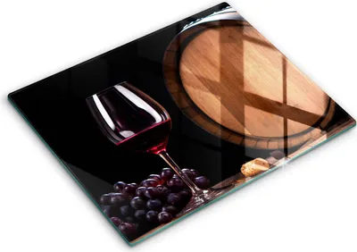 Produktbild von Glasschneideplatte - Herdabdeckplatte - 52x40 cm - Schneidebrett - Spritzschutz - Ein Fass Weinglas